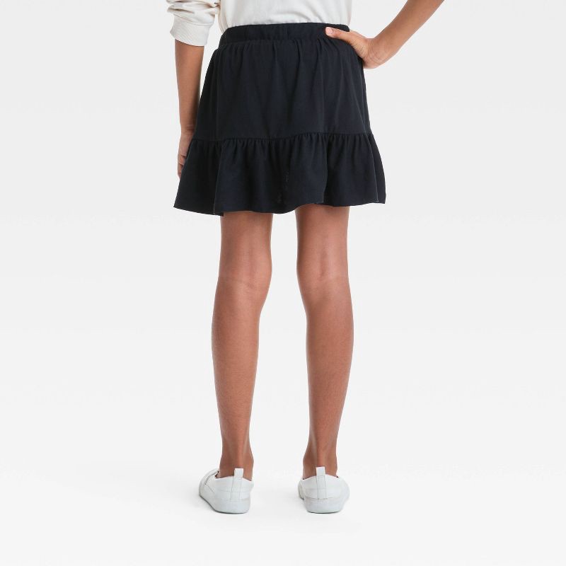 slide 2 of 3, Girls' Tiered Knit Skort - Cat & Jack™ Black XL: Midweight Jersey, Built-in Shorts, Elastic Waistband, Side Pocket, 1 ct