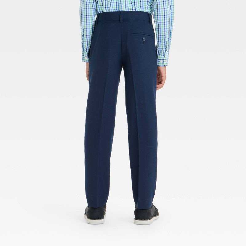 slide 2 of 3, Boys' Regular Fit Suit Pants - Cat & Jack™ Navy Blue 16: Midweight Polyester Rayon Blend, Adjustable Waistband, Straight Leg,, 1 ct