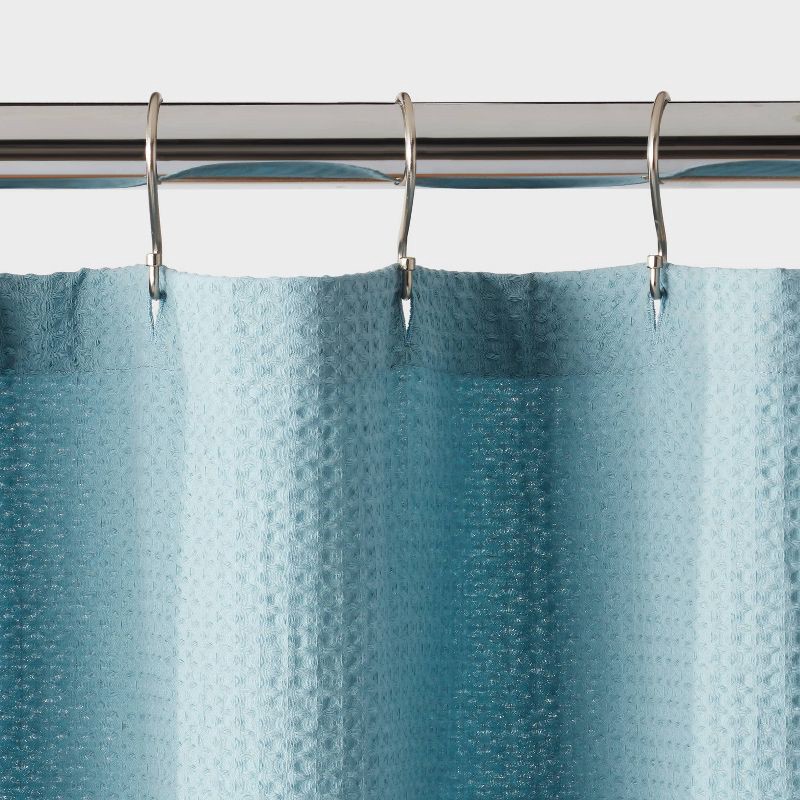 slide 3 of 4, Oversized Relaxed Waffle Weave Shower Curtain Light Blue - Threshold™, 1 ct