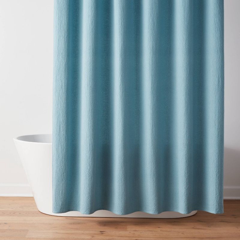 slide 1 of 4, Oversized Relaxed Waffle Weave Shower Curtain Light Blue - Threshold™, 1 ct