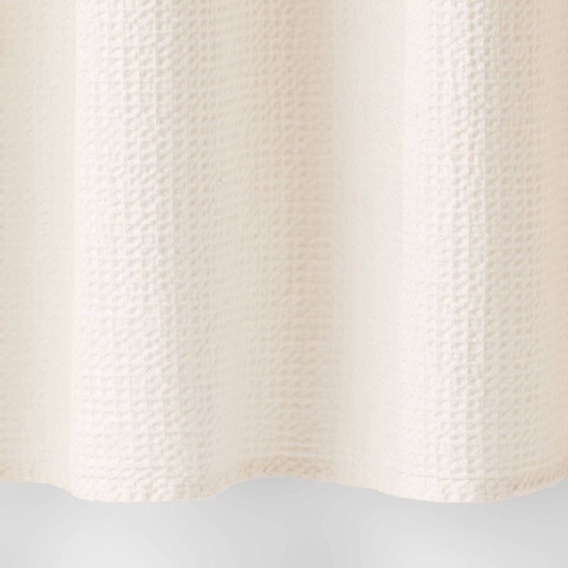 slide 4 of 4, Oversized Relaxed Waffle Weave Shower Curtain Ivory - Threshold™, 1 ct