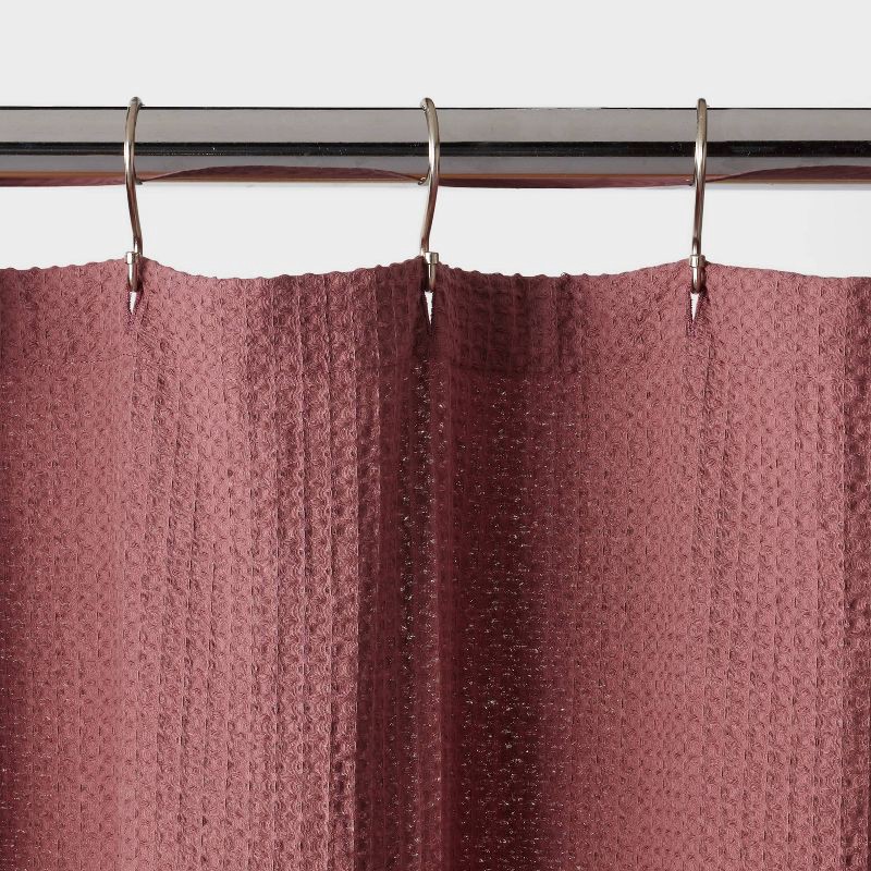 slide 3 of 4, Oversized Relaxed Waffle Weave Shower Curtain Dark Mauve - Threshold™, 1 ct