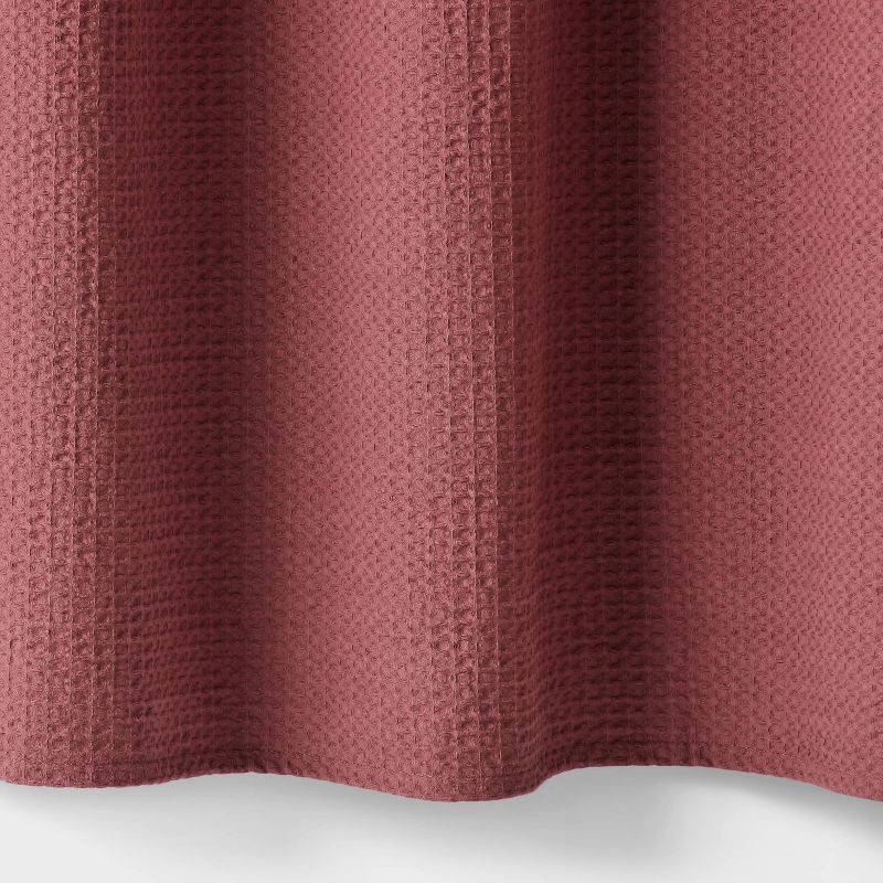slide 4 of 4, Oversized Relaxed Waffle Weave Shower Curtain Dark Mauve - Threshold™, 1 ct