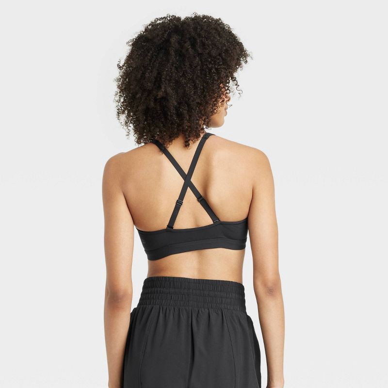 slide 2 of 7, Women's Everyday Soft Light Support Triangle Sports Bra - All In Motion™ Black M: Moisture Wicking, Quick Drying, Adjustable Straps, 1 ct