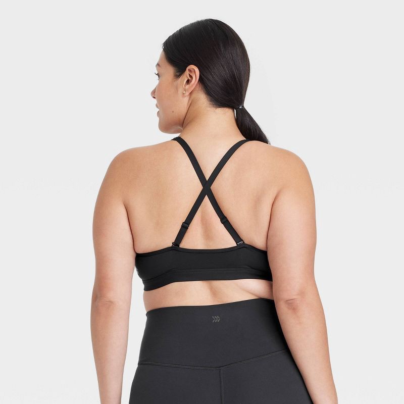 slide 4 of 7, Women's Everyday Soft Light Support Triangle Sports Bra - All In Motion™ Black M: Moisture Wicking, Quick Drying, Adjustable Straps, 1 ct