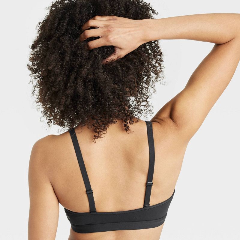 slide 6 of 7, Women's Everyday Soft Light Support Triangle Sports Bra - All In Motion™ Black M: Moisture Wicking, Quick Drying, Adjustable Straps, 1 ct