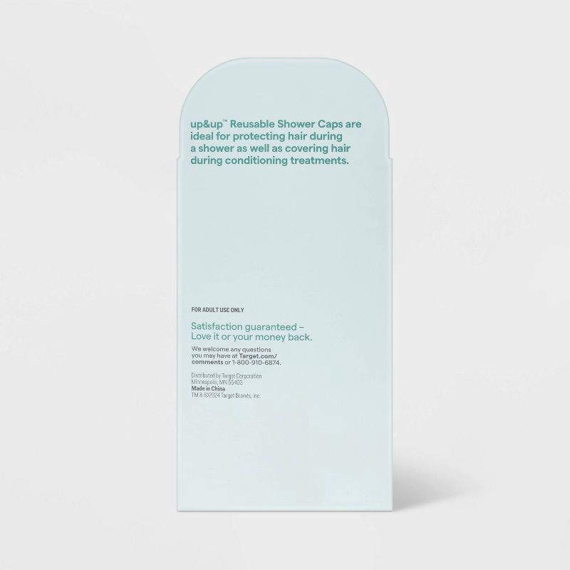 slide 3 of 3, 2pc Plastic Reusable Shower Cap - up&up™, 2 ct