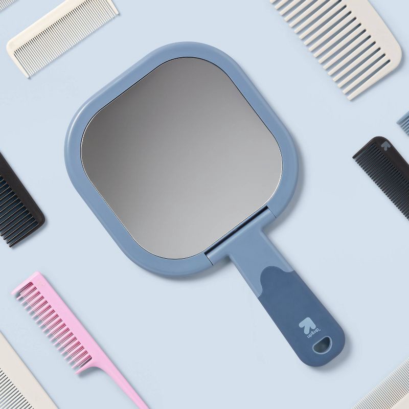 slide 2 of 5, Large 2-Sided Handheld Makeup Mirror 1x and 5x Magnification - up&up™, 1 ct