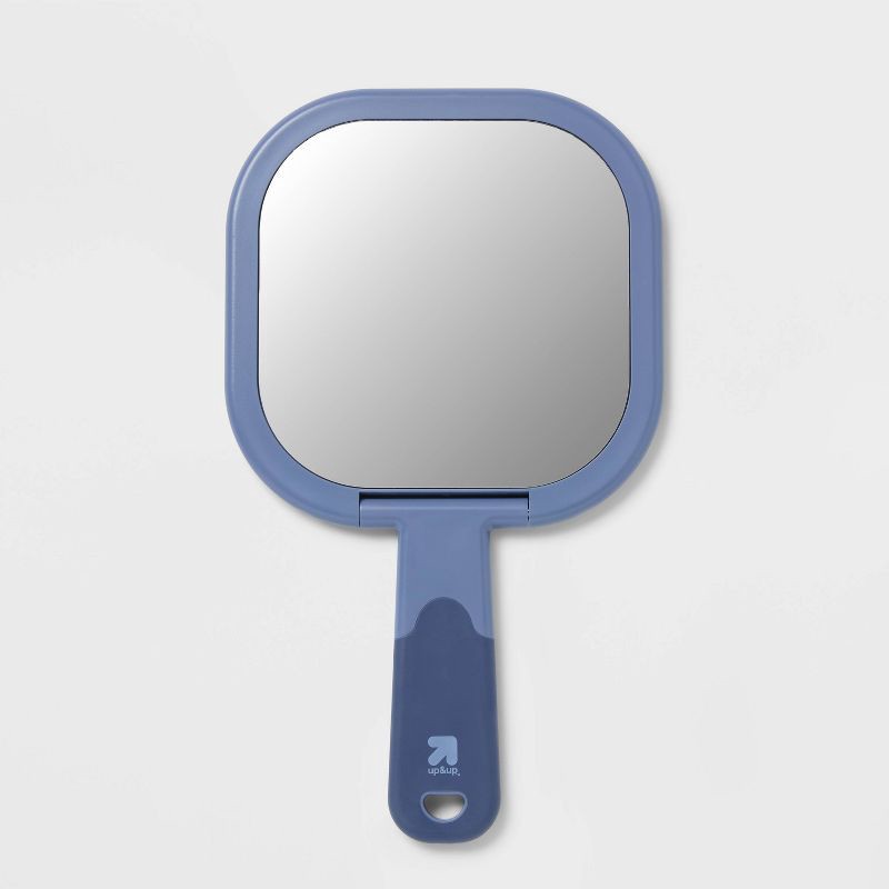 slide 1 of 5, Large 2-Sided Handheld Makeup Mirror 1x and 5x Magnification - up&up™, 1 ct