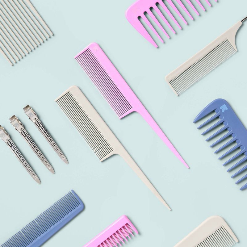 slide 2 of 3, Tail Styling Combs - 2pc - Pink and Gray - up&up™, 2 ct