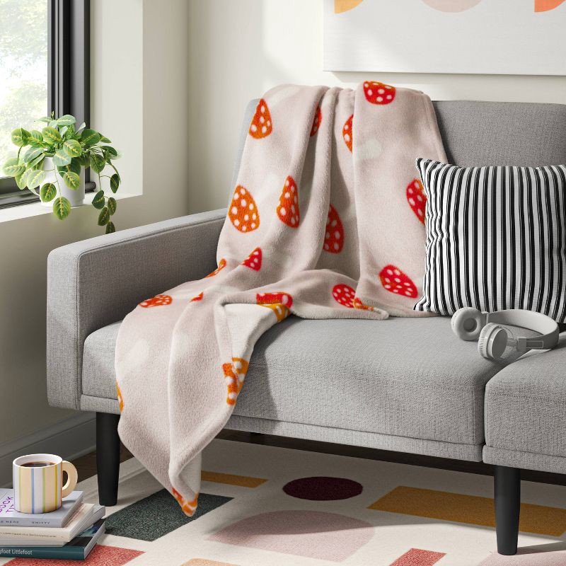 slide 2 of 5, Novelty Recycled Printed Plush Throw Mushroom, 1 ct