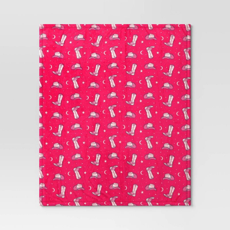 slide 3 of 5, Novelty Recycled Printed Plush Throw Cowboy Boots, 1 ct