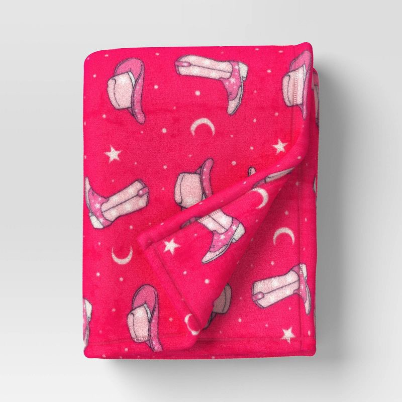 slide 1 of 5, Novelty Recycled Printed Plush Throw Cowboy Boots, 1 ct