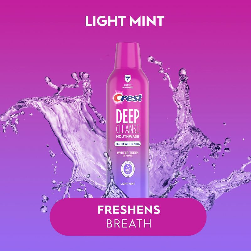 slide 3 of 8, Crest Deep Cleanse Teeth Whitening Mouthwash - Light Mint - 475ml, 475 ml
