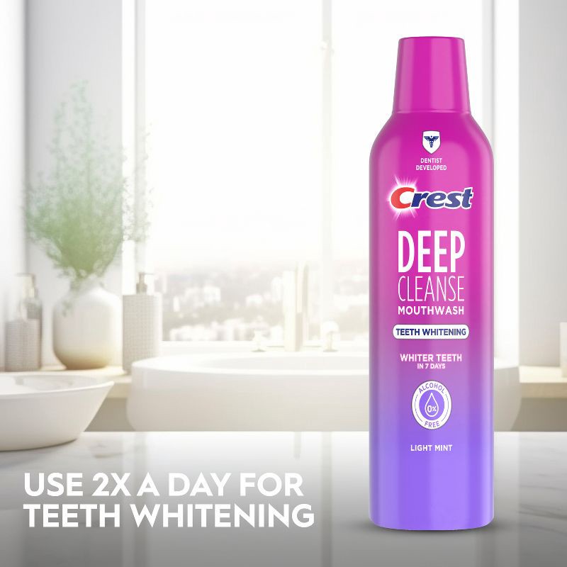 slide 5 of 8, Crest Deep Cleanse Teeth Whitening Mouthwash - Light Mint - 475ml, 475 ml