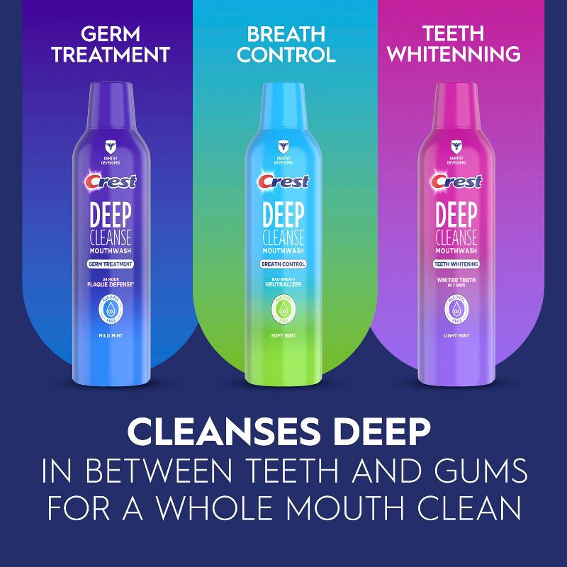 slide 7 of 8, Crest Deep Cleanse Teeth Whitening Mouthwash - Light Mint - 475ml, 475 ml