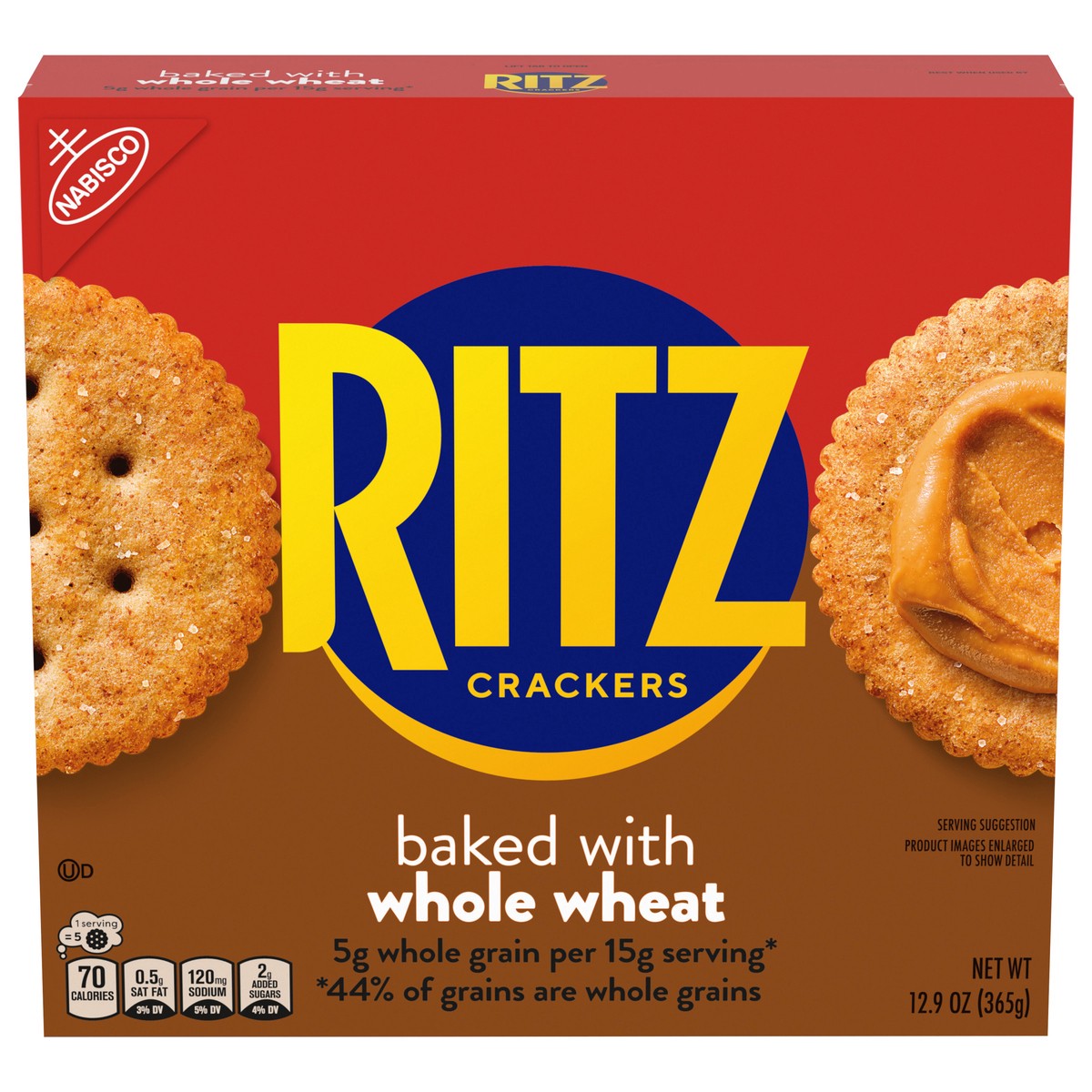 slide 1 of 9, RITZ Whole Wheat Crackers, Snacks for Kids and Adults, Lunch Snacks, 12.9 oz, 12.9 oz