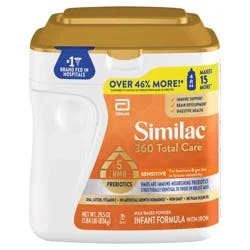 Similac 360 Total Care Sensitive Infant Formula Powder 1-29.5 Oz Tub