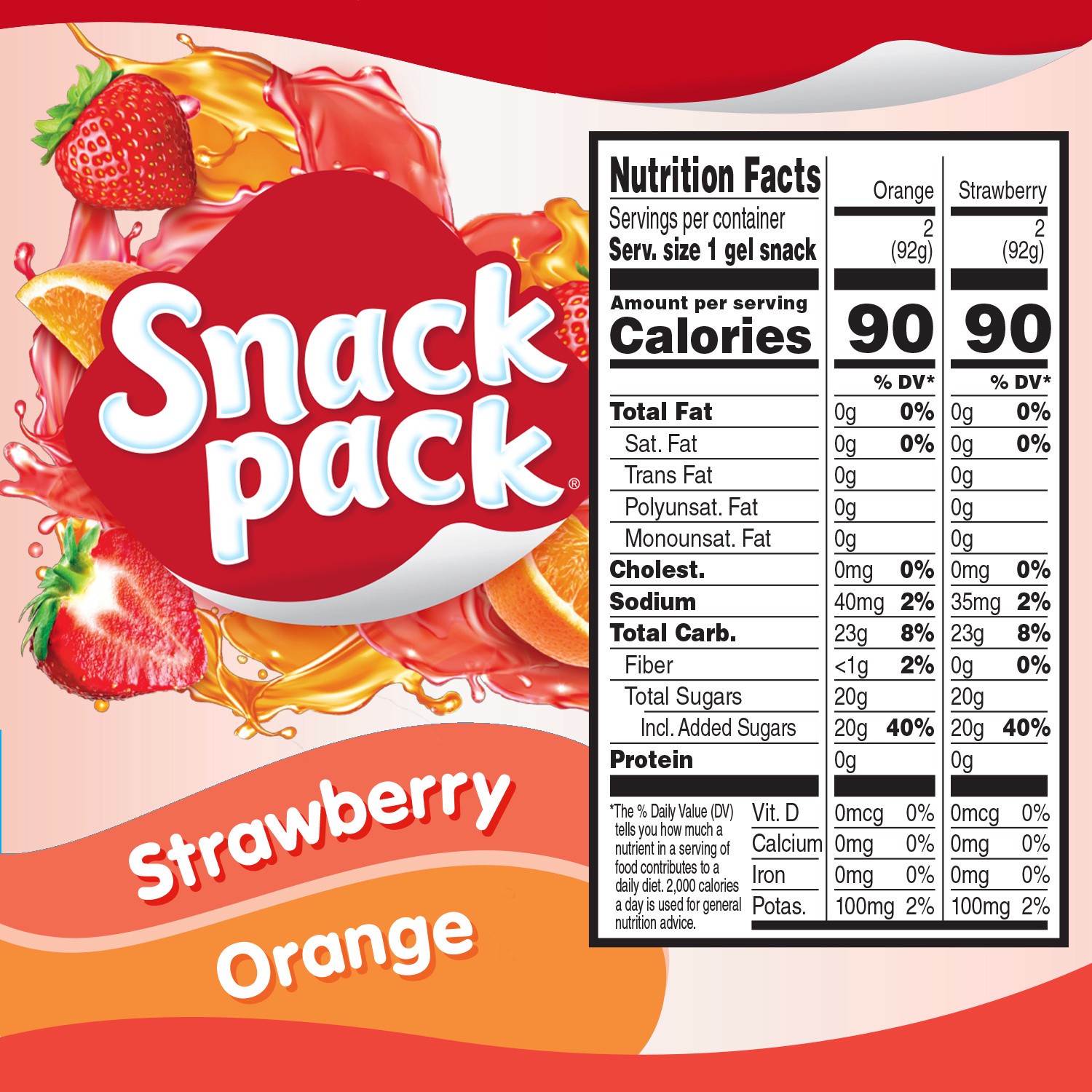 slide 2 of 5, Snack Pack Strawberry and Orange Flavored Juicy Gels, 4 Count Snack Cups, 4 ct