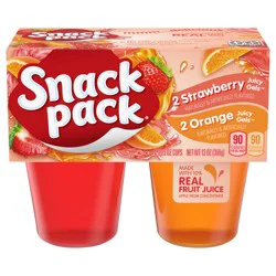 Snack Pack Strawberry and Orange Flavored Juicy Gels, 3.25 oz Snack Cups, 4 Count, 12 Pack