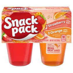 Snack Pack Strawberry and Orange Flavored Juicy Gels, 3.25 oz Snack Cups, 4 Count, 12 Pack