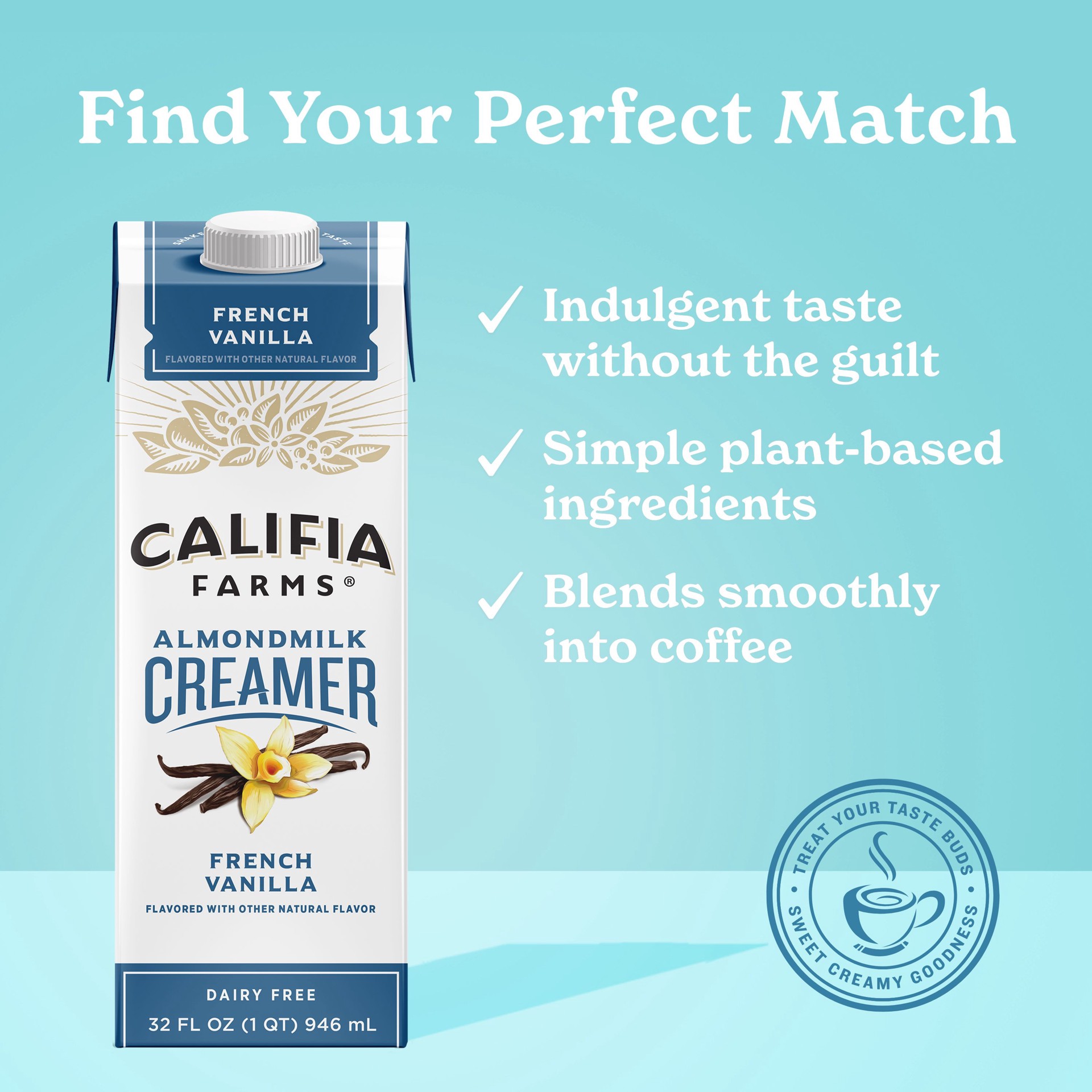 slide 3 of 5, Califia Farms Vanilla Creamer, 32 fl oz