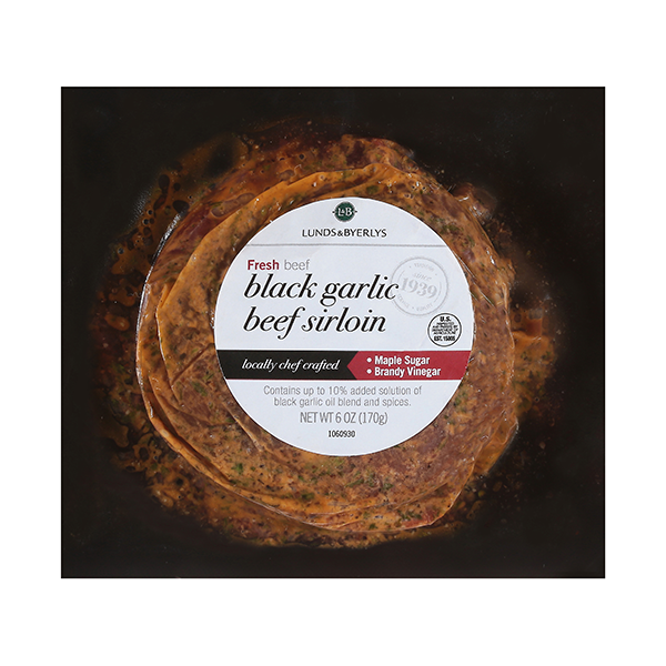 slide 1 of 1, L&B Lunds & Byerlys Black Garlic Beef Sirloin 6 oz, 6 oz