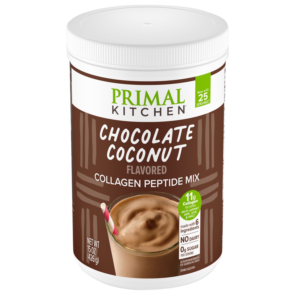 slide 1 of 13, Primal Kitchen Chocolate Coconut Collagen Fuel Collagen Peptide Drink Mix 13.89 oz, 15 oz