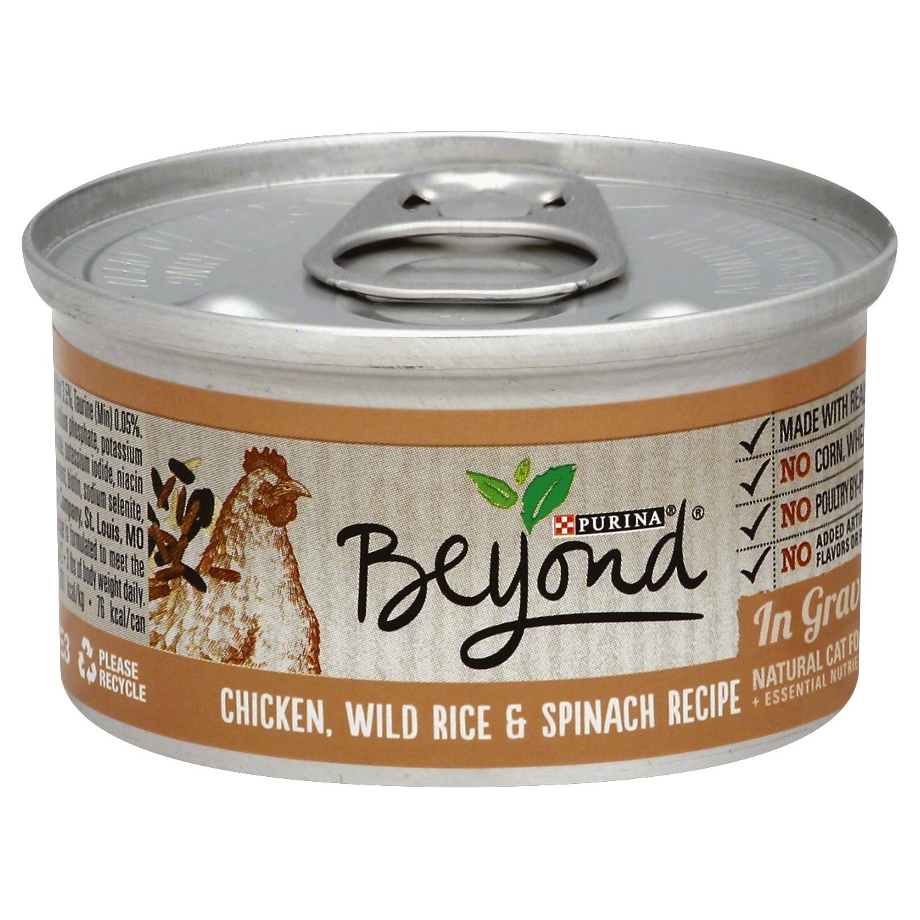 slide 1 of 1, Purina Beyond Chicken Wild Rice & Spinach Recipe in Gravy Cat Food, 3 oz