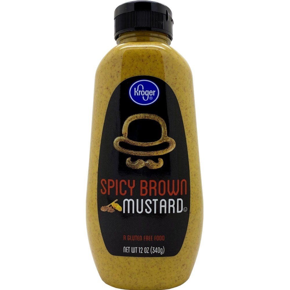 slide 1 of 1, Kroger Spicy Brown Mustard, 12 oz