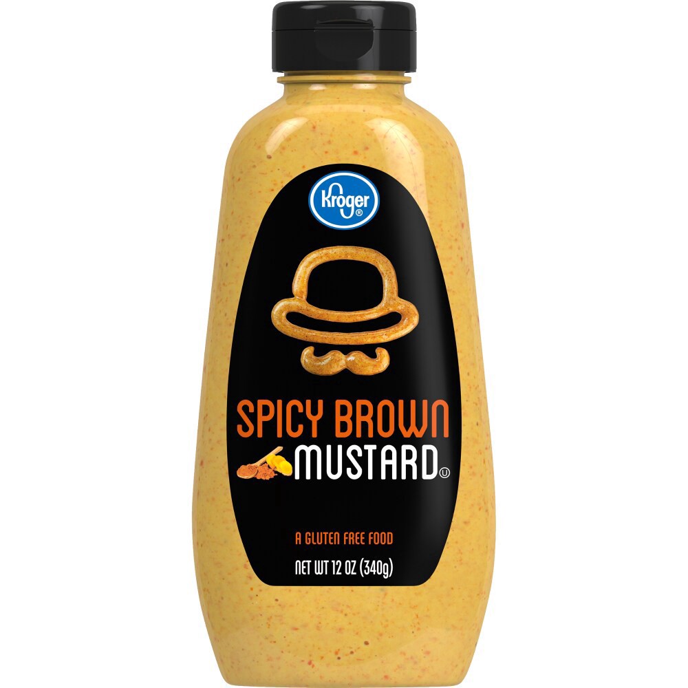 slide 1 of 4, Kroger Spicy Brown Mustard, 12 oz