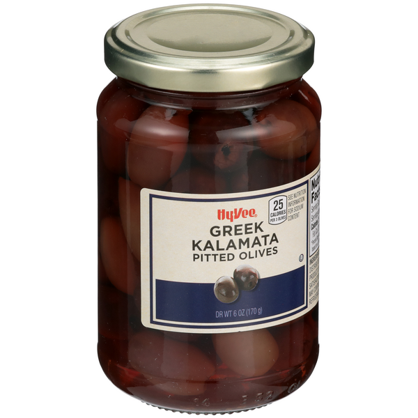 slide 1 of 1, Hy-Vee Greek Kalamata Pitted Olives, 6 oz