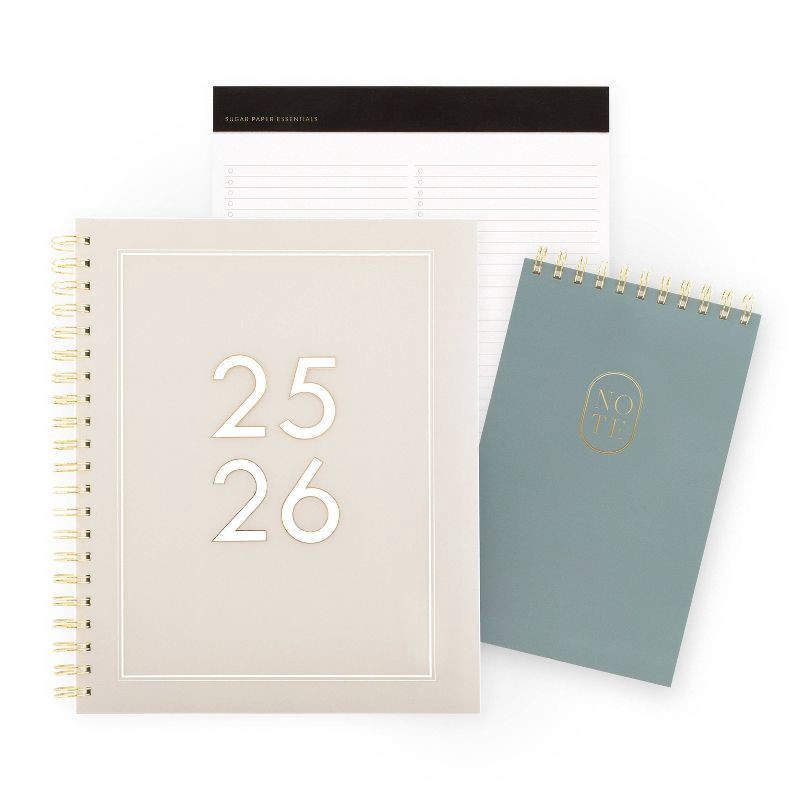 slide 10 of 10, Sugar Paper Essentials Paper Frosted Poly Weekly/Monthly Khaki July 2025 to June 2026, 1 ct