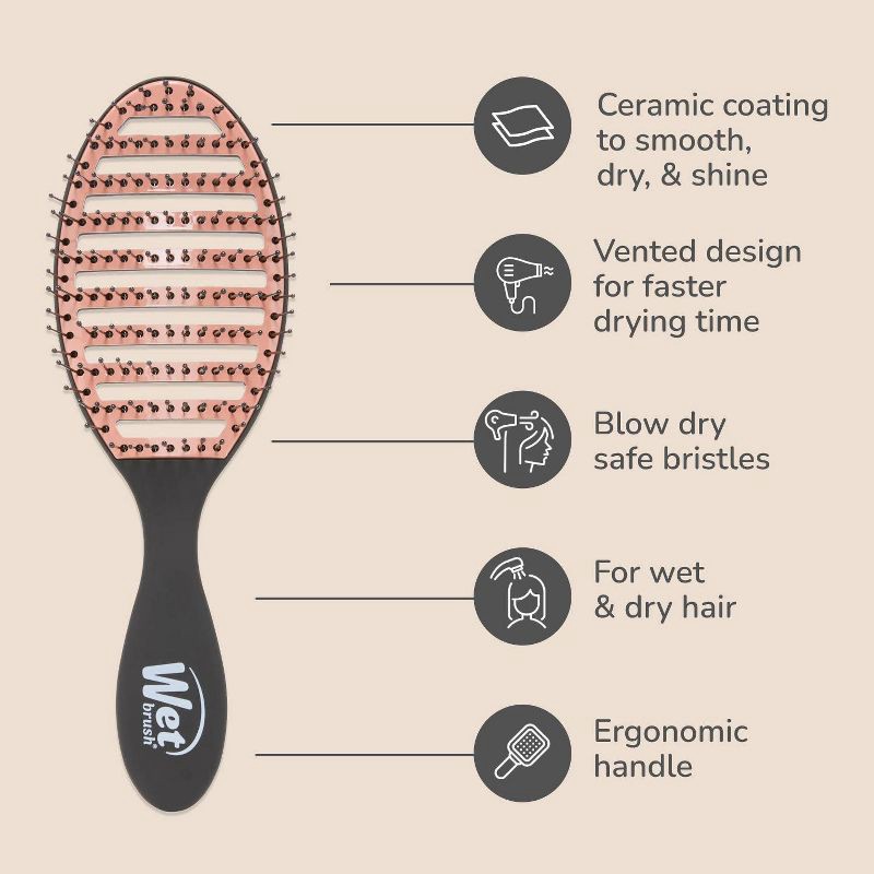 slide 4 of 10, Wet Brush Ceramic Speed Dry Detangling Hair Brush - Black, 1 ct