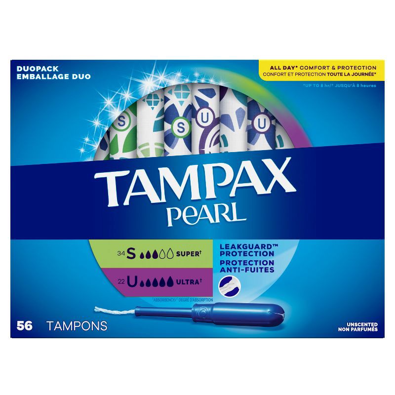 slide 2 of 9, Tampax Pearl Duo Pack Super/Ultra Tampons - 56ct, 56 ct