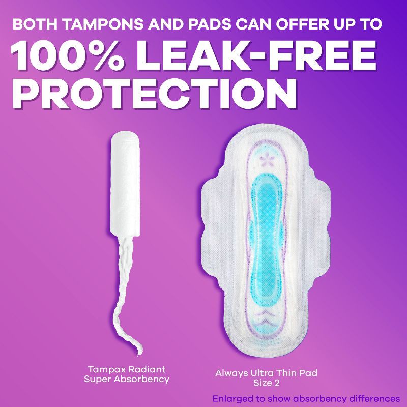 slide 10 of 15, Tampax Radiant Tampons - Regular/Super/Super Plus - Unscented - 52ct, 52 ct