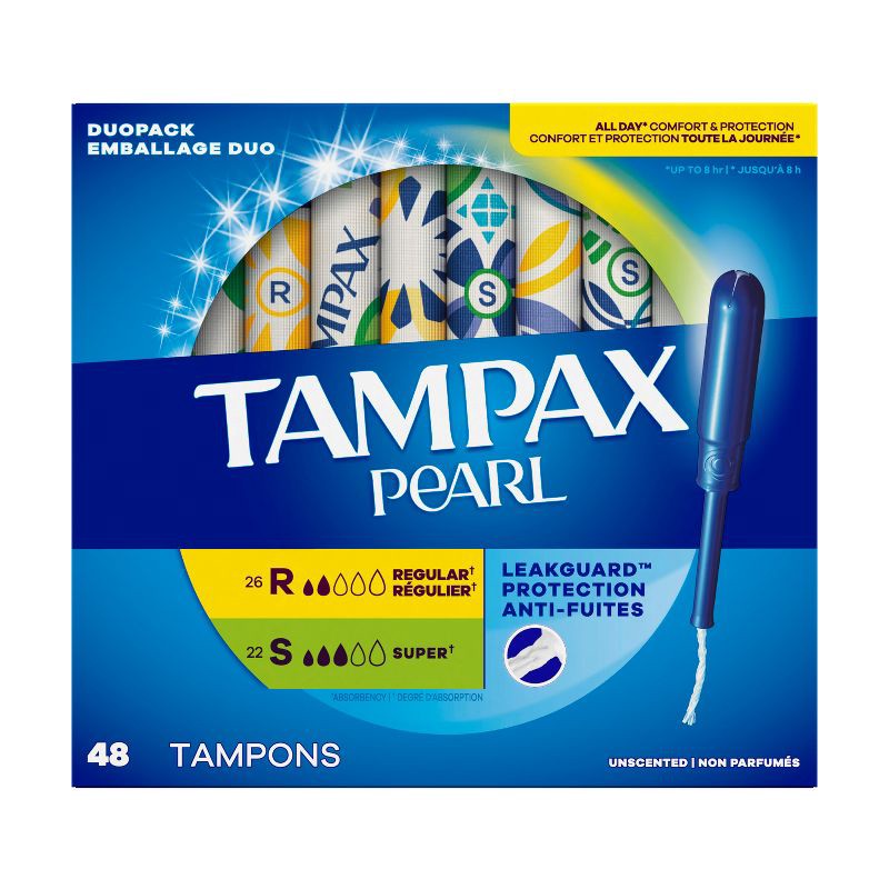 slide 14 of 14, Tampax Pearl Duo Pack Tampons - Regular/Super - Unscented - 48ct, 48 ct