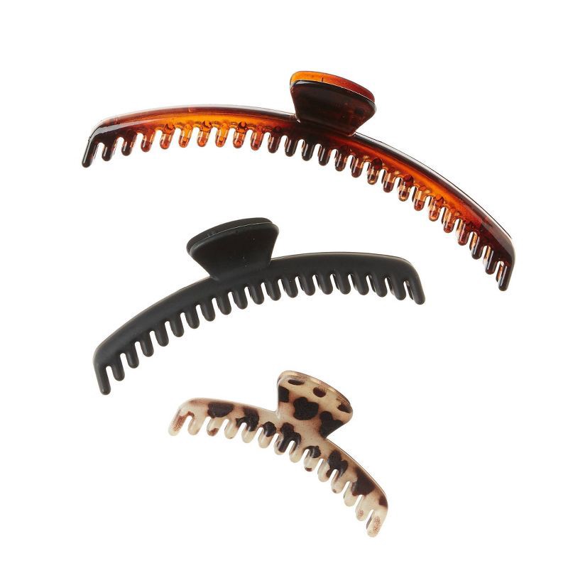 slide 2 of 8, scunci scünci Mixed Size Banana Claw Clips - Fine Hair - 3pcs, 3 ct