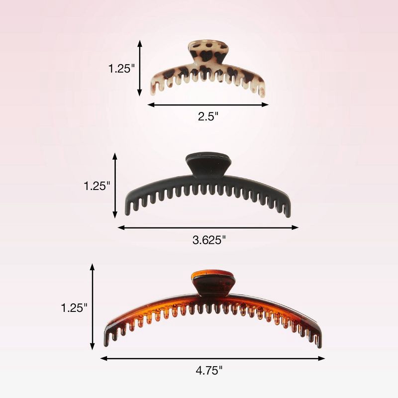 slide 4 of 8, scunci scünci Mixed Size Banana Claw Clips - Fine Hair - 3pcs, 3 ct