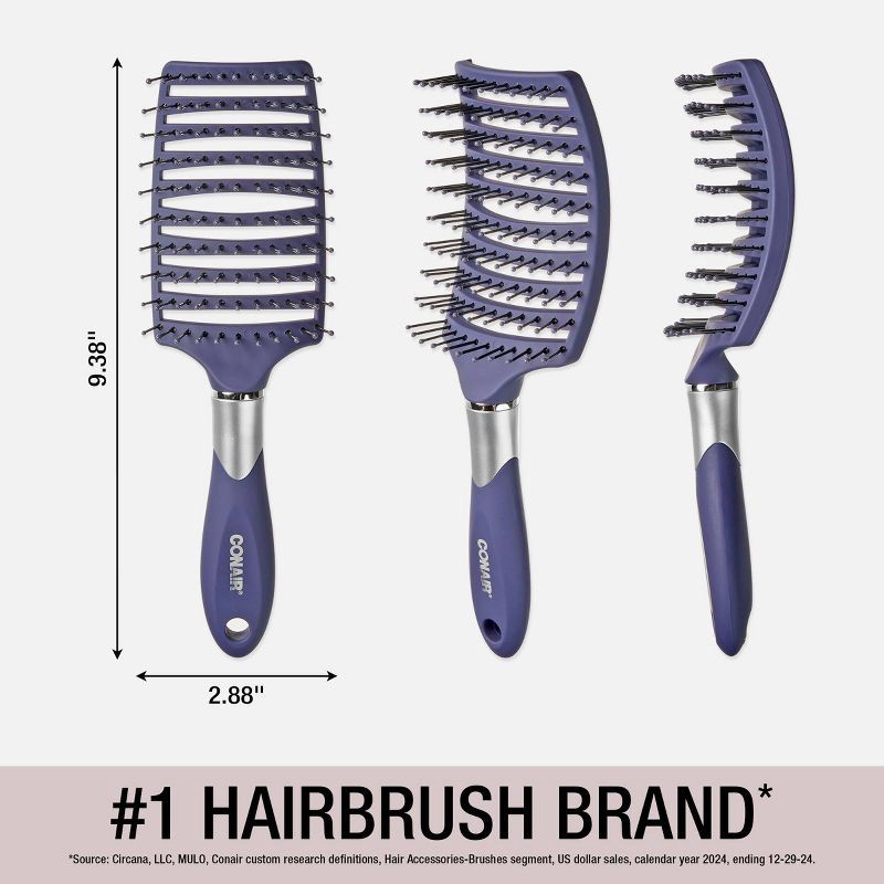 slide 4 of 7, Conair Velvet Touch Concave Vent Hair Brush - All Hair, 1 ct