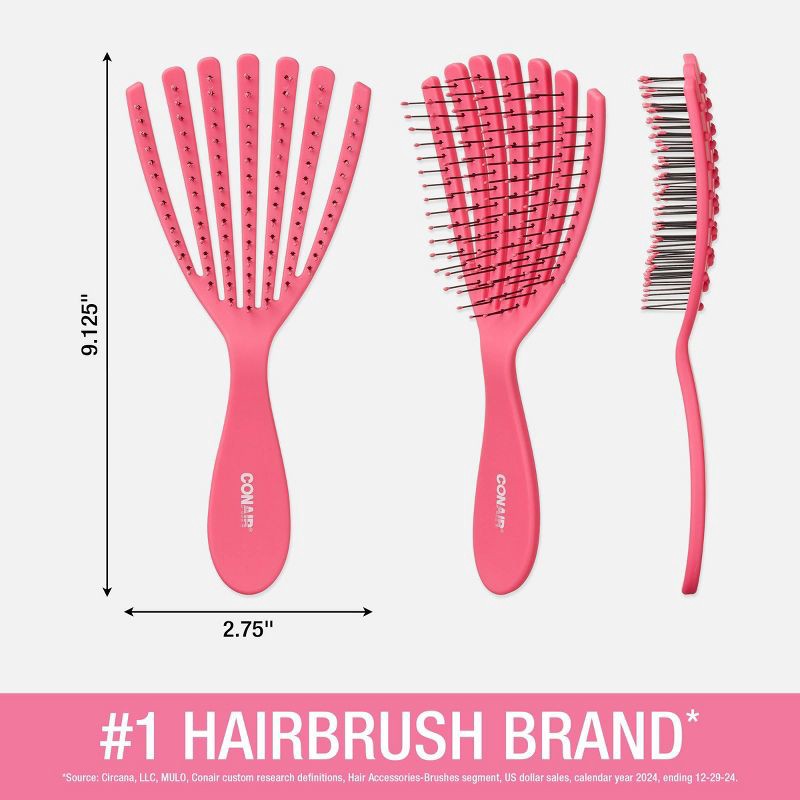 slide 4 of 7, Conair Detangle Delight Curly Hair Detangling Hair Brush, 1 ct