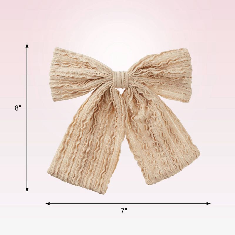 slide 4 of 7, scunci scünci Boho Chic Textured Bow Barrette - Latte - All Hair, 1 ct