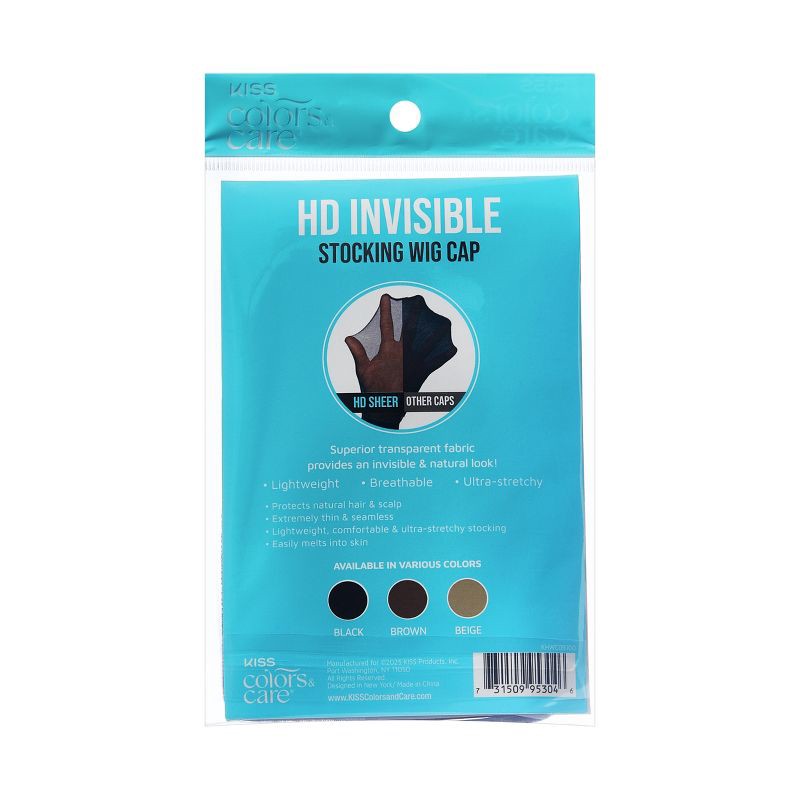 slide 3 of 3, KISS Products Colors & Care HD Invisible Wig Cap - Black - 5pk, 5 ct