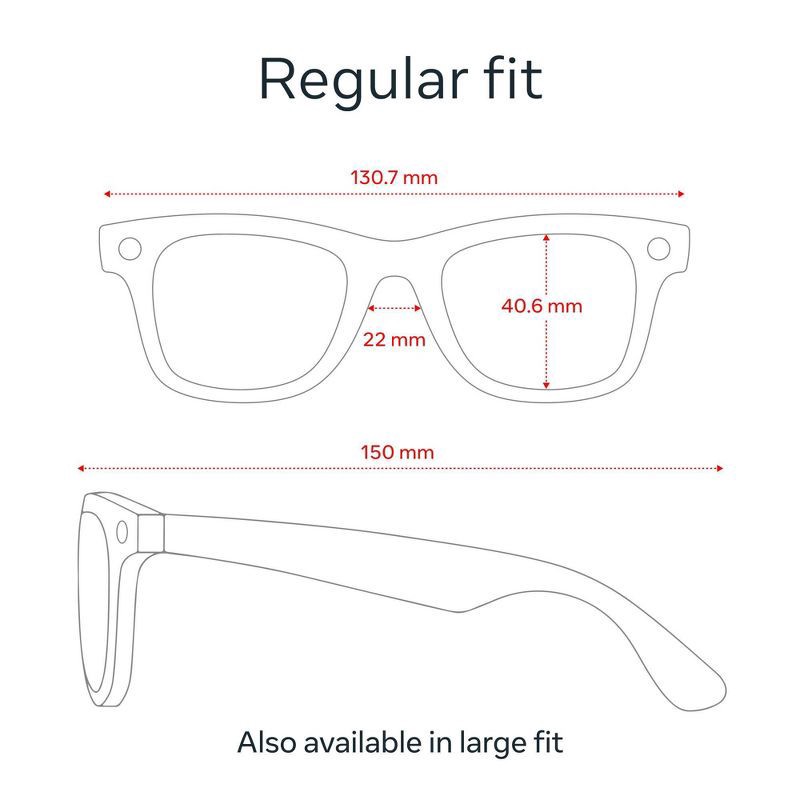 slide 8 of 9, Ray-Ban Meta Wayfarer - (Gen 1) Glasses with Meta AI, Audio, Photo, Video Compatibility - Shiny Black, Green: Smart Glasses with Meta AI, 1 ct