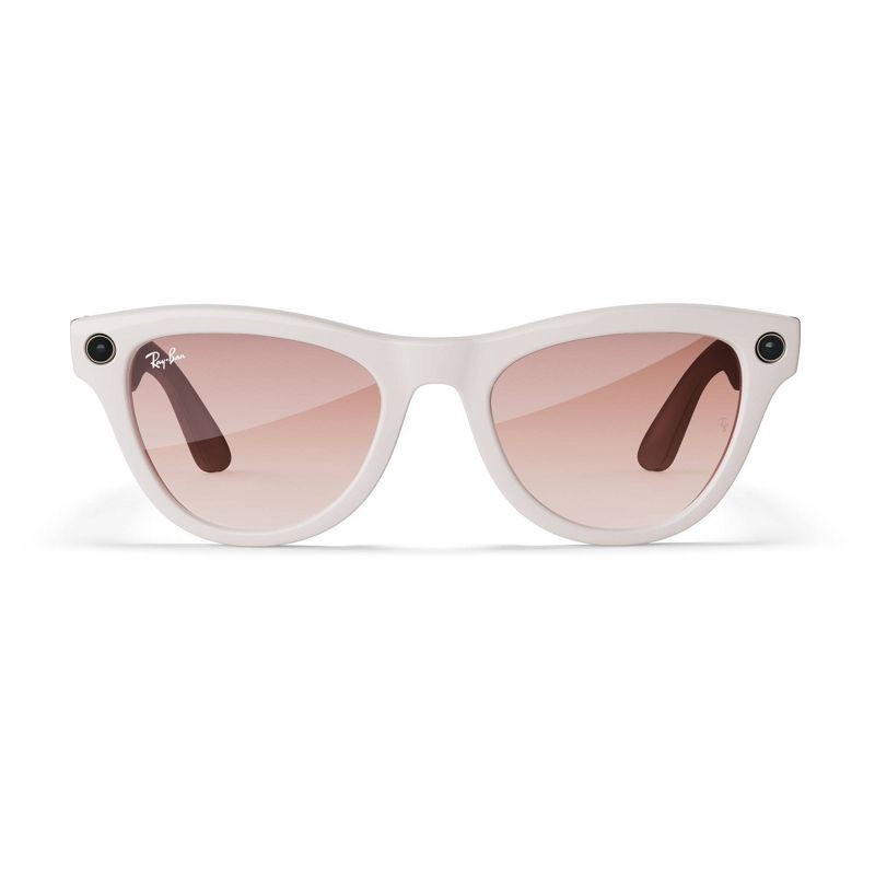 slide 2 of 8, Ray-Ban Meta Skyler - (Gen 1) Shiny Chalky Gray, Gradient Cinnamon Pink: Scratch-Resistant, Bluetooth, 1 ct