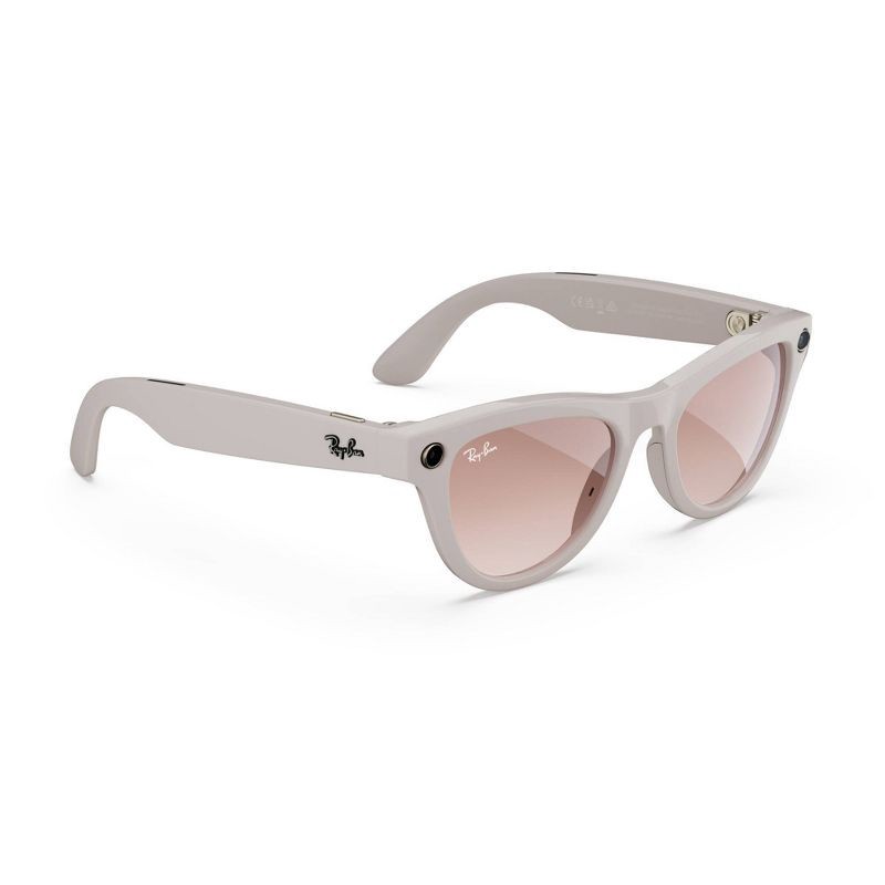 slide 3 of 8, Ray-Ban Meta Skyler - (Gen 1) Shiny Chalky Gray, Gradient Cinnamon Pink: Scratch-Resistant, Bluetooth, 1 ct