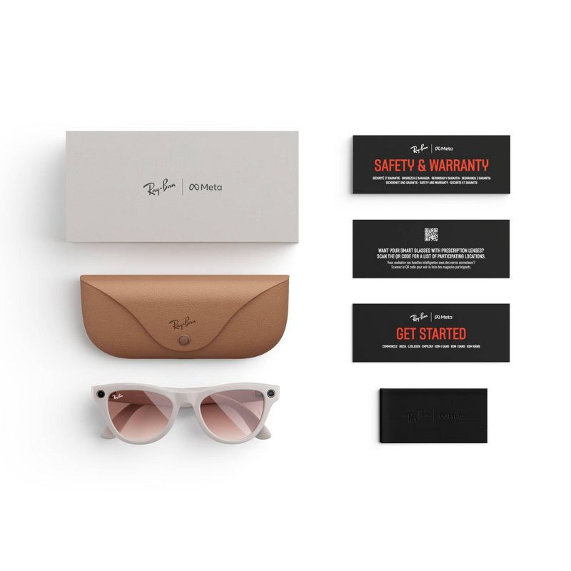 slide 7 of 8, Ray-Ban Meta Skyler - (Gen 1) Shiny Chalky Gray, Gradient Cinnamon Pink: Scratch-Resistant, Bluetooth, 1 ct