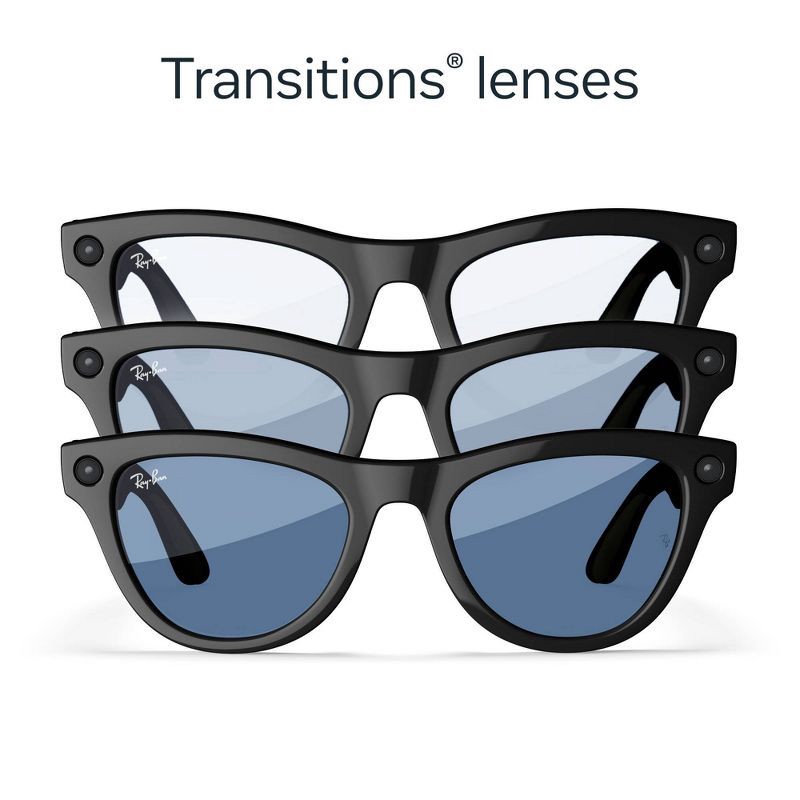 slide 2 of 9, Ray-Ban Meta Skyler - (Gen 1) Shiny Black, Transitions Cerulean Blue: Smart Eyewear with Bluetooth & Wi-Fi, 1 ct