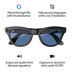 Ray-Ban Meta Skyler - (Gen 1) Shiny Black, Transitions Cerulean Blue: Smart Eyewear with Bluetooth & Wi-Fi