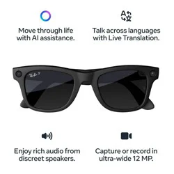 Ray-Ban Meta Wayfarer - (Gen 1) Matte Black, Polarized Gradient Graphite: Bluetooth & Wi-Fi Enabled, Scratch-Resistant, Meta AI.